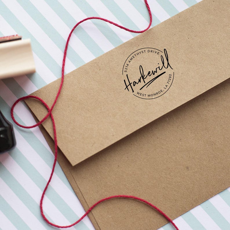 Benutzerdefinierter Adressstempel, runder selbstfärbender Stempel, Kreisadressstempel, Familien-Adressstempel Bild 2