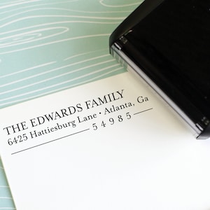 Modern address stamp - Self Inking Return Address Stamp - rubber stamp - Custom and Personalized Stamp, Housewarming gift - Edwards