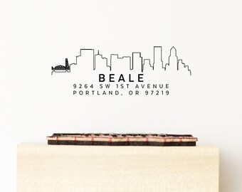 Portland Skyline Address Stamp: Personalized Oregon Return Address