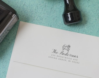 Custom Pomeranian Address Stamp: Self-Inking or Wood Block