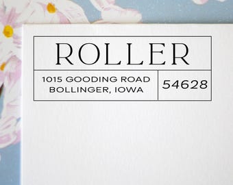 Minimalist Return Address Stamp, Personalized Rubber Stamp, Self-Inking or Wood Block