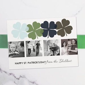 St. Patrick's Day photo card, mod clovers image 1