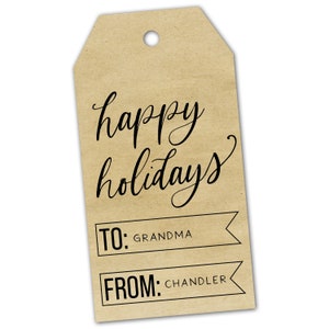 Simple Happy Holidays Gift Tag - Printable Christmas Gift Tag ...