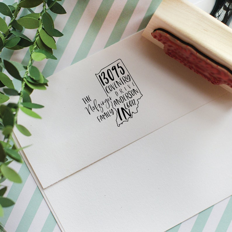 Indiana Address Stamp Self Inking Return Address Stamp Etsy