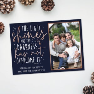 Light Shines in the Darkness Christmas card, Bible Verse Christmas card, John 1:5, printable or printed cards