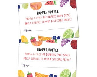 Fruit diaper raffle invitation printable inserts, Fruit baby shower, instant download pdf