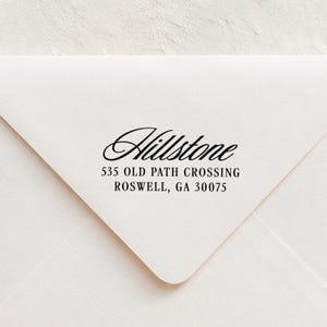Elegant Script Last Name Stamp, Wedding Return Address Stamp, Engagement Gift, Self Inking or Wood Block