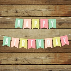 Printable Birthday Banner, Happy Birthday Banner, Birthday Girl's or ...