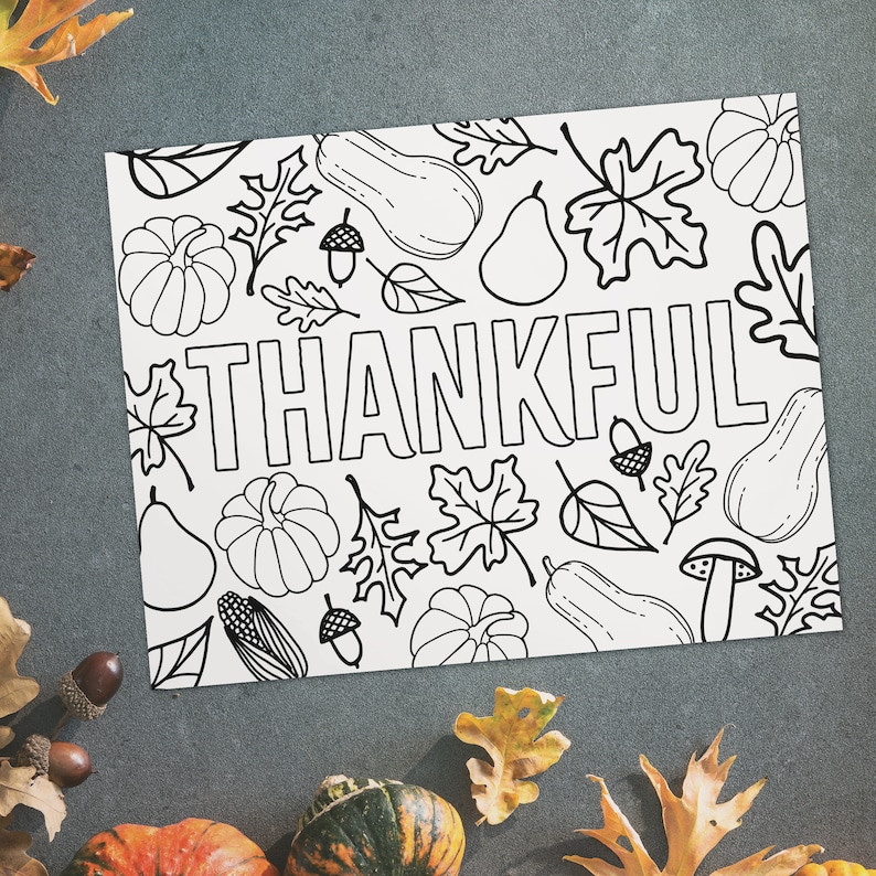 Printable coloring placemat DIY Thanksgiving dinner decor Etsy