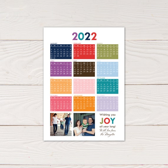 New Year Card 2022 Calendar 2022 Holiday Card For New Years | Etsy