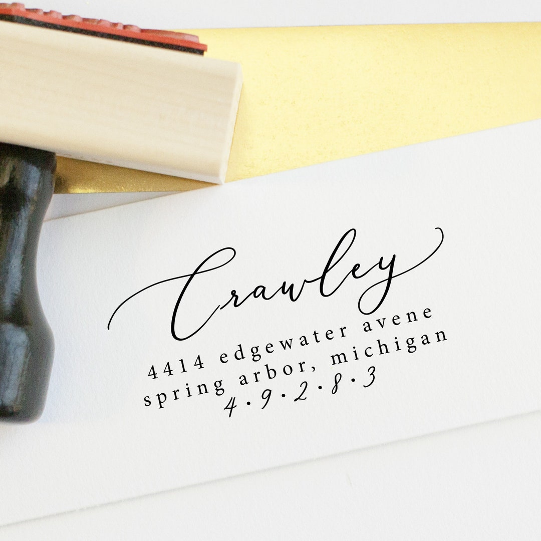 Whimsical Calligraphy Return Address Stamp - Mixed Modern Handwritten ...