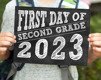 First day of School signs for 2023 - chalkboard style printable signs, instant download first day of school signs - last day 2024, too!
