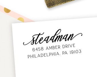 Calligraphy Housewarming Gift - Self Inking Return Address Stamp - Custom Return Label Stamp - Personalized Stamp Return Address