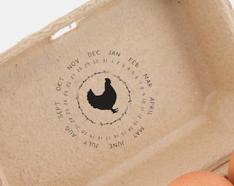 Farm Fresh Egg Carton Date Stamp: Chicken Design Calendar for Egg Freshness Marking