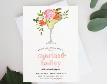 Margarita Bridal Shower Invite - Wedding Shower Floral Margarita Invitation - Custom shower invitation