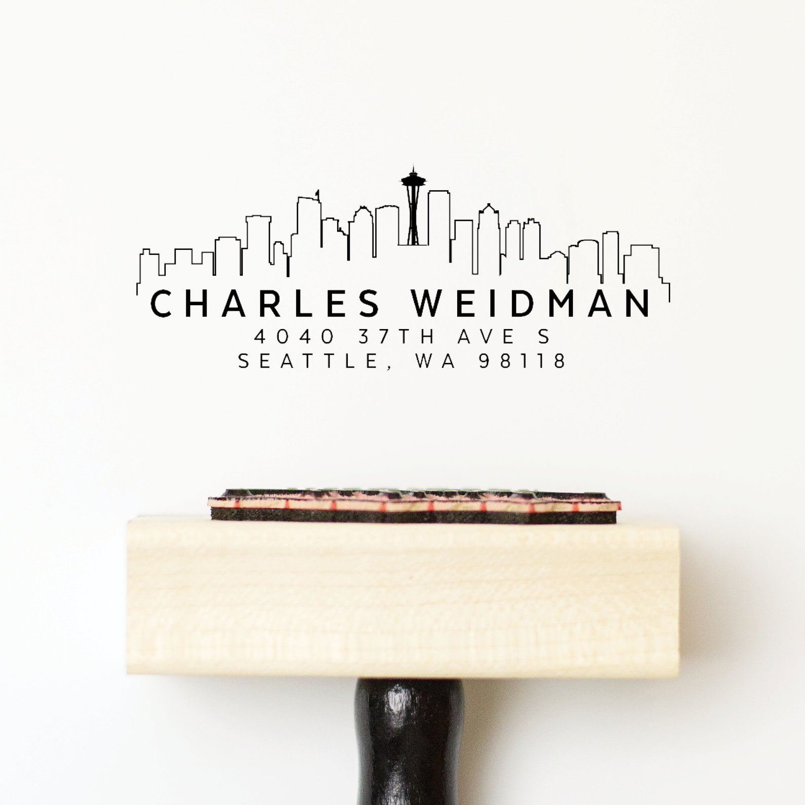 Seattle Address Stamp Seattle Skyline Self Inking Return Etsy