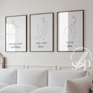 Set of 3 Skincare Quotes, Esthetician decor, Skincare wall art, Esthetician wall art, Dermatology Clinic Decor, Clear Skin Print, Salon Art