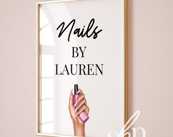 Nail Tech Logo Sign, Manicure Print, Nail Salon Decor, Nail Salon Quotes, Nail Room Decor, Nail Tech Name Sign, Nail Bar Studio Decorations