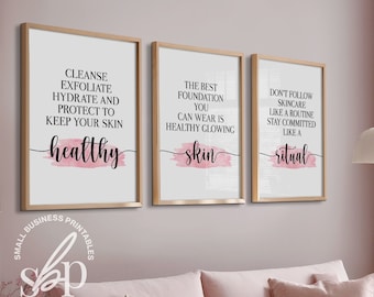Blush Pink Skincare Quotes, Esthetician Room Decor, Skincare Clinic, Esthetician Art, Spa Decor, Spa Quotes, Spa Wall Art, Dermatology decor