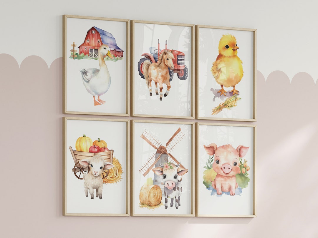 Farm Animals Wall Art Nursery Farm Print Watercolor Farm Animals ...