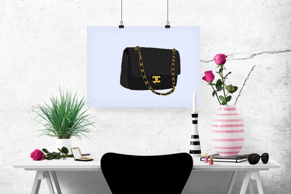 Chanel 2.55 Flap Bag Fashion Illustration Art Poster | Etsy