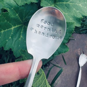 Vintage Silver Coffee Spoon, &quot;Good Morning Handsome&quot; Vintage Silver Coffee Spoon