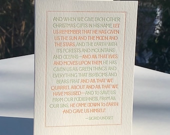 Sigrid Undset "When We Give Each Other Christmas Gifts" Letterpress Cards, set of 4