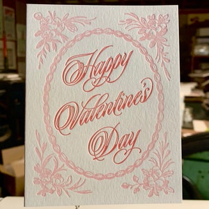 Valentine letterpress folded note card with vintage frame