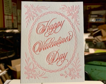 Valentine letterpress folded note card with vintage frame