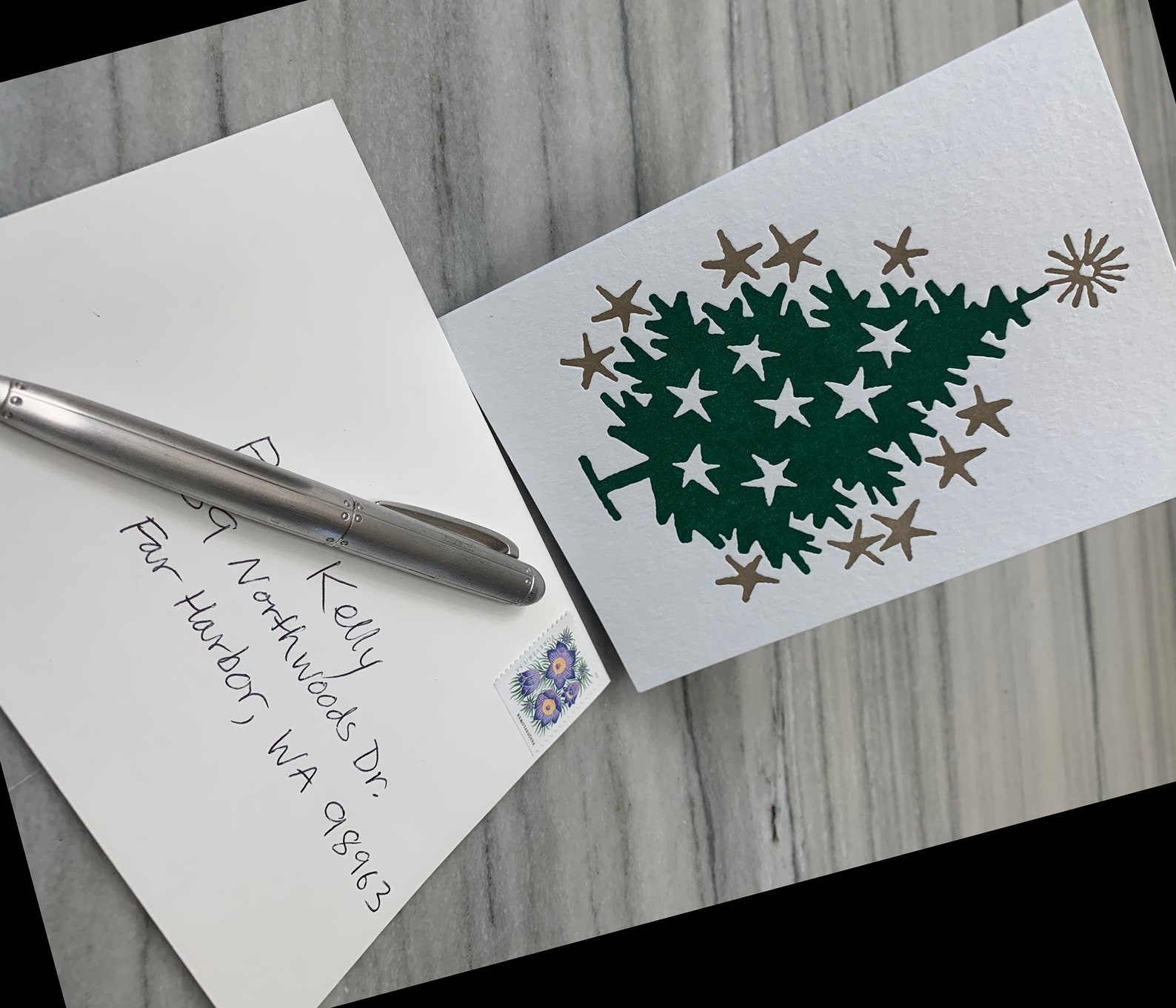 Starry Christmas Tree Letterpress Cards Set of 4 - Etsy