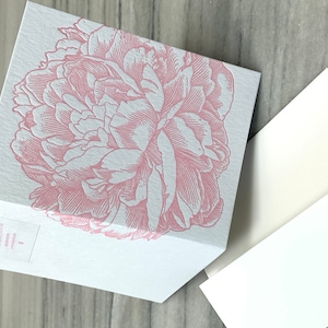 Peony letterpress folded note card from vintage engraving image 8