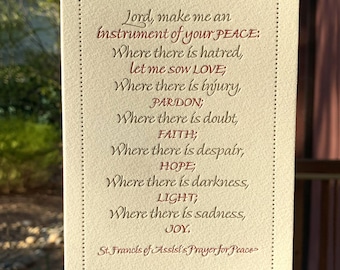 Prayer of St. Francis letterpress folded note card