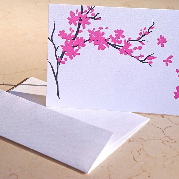 Cherry Blossom Note Cards Etsy