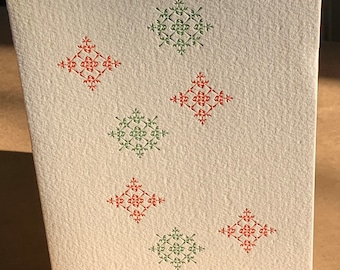 Ornament Snowflake Holiday Letterpress cards, set of 4