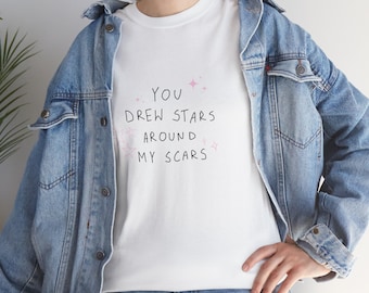 Taylor Swift Merch T-shirt, You Drew Stars Around My Scars Coquette Swiftie Apparel, Gifts for Swifties