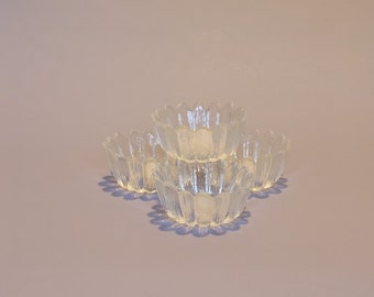 Holmegaard Flower Bowls Sidse Warner Textured Glass Set of 4 Small Salad or Dessert Size