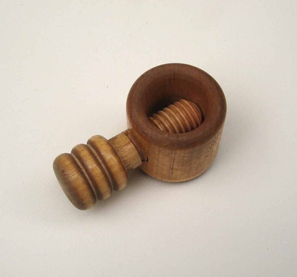 Vintage Wooden Screw Nutcracker Blond Wood Nut Cracker Etsy