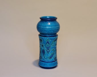 Large Rosenthal Netter Blue Paisley Vase Aldo Londi Bitossi Italian Ceramic