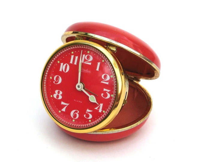 Vintage Travel Alarm Clock by Linden Bright Orange Etsy