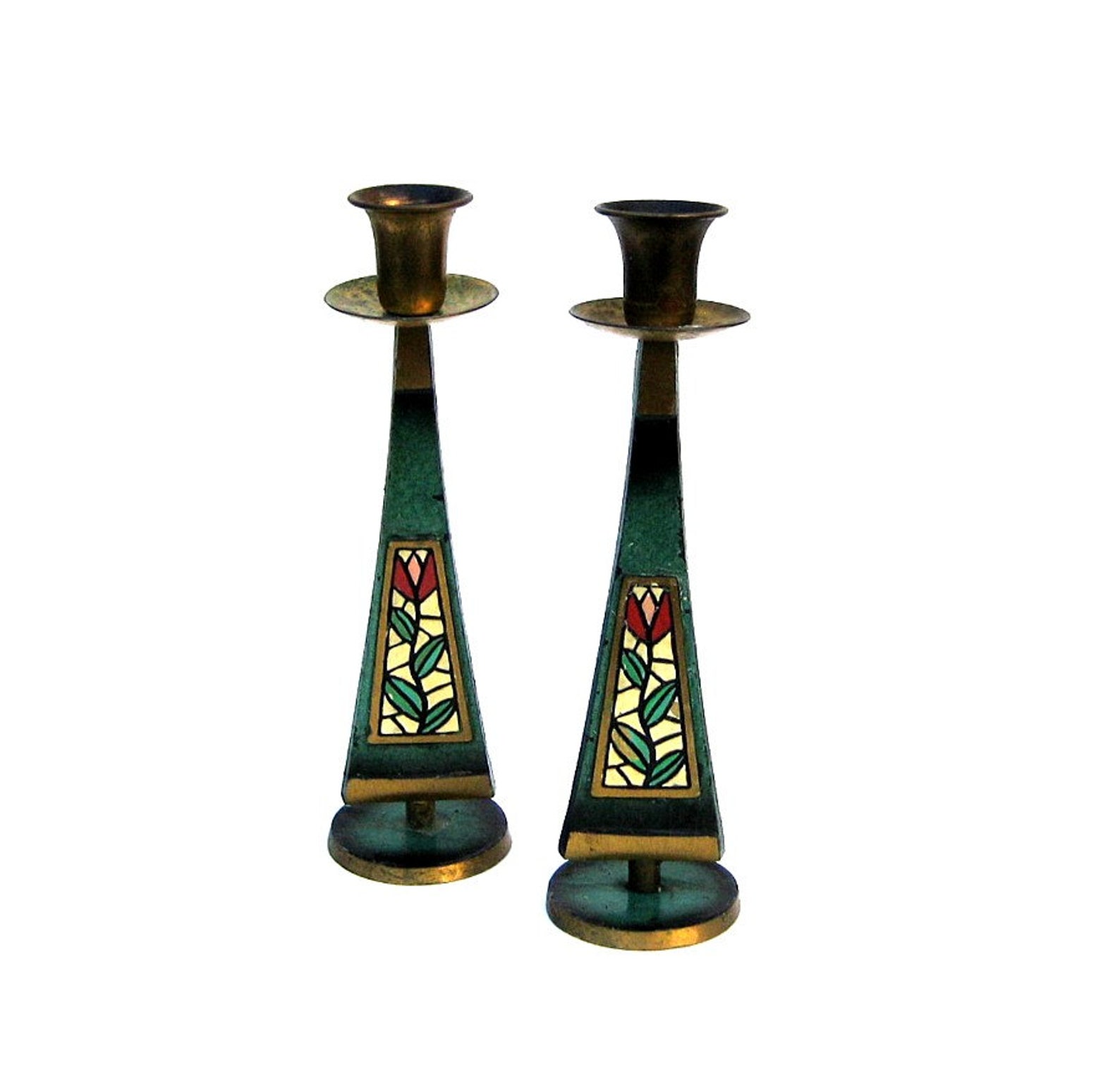 Dayagi Enamel & Brass Candle Holders Made in Israel Etsy