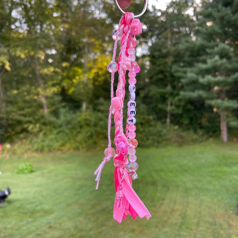 Sweet Keychains Pink 'sweet' Beaded Keychain - Etsy