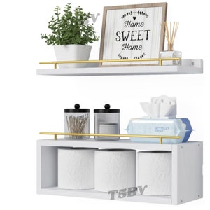 Set Of 2 Wooden Bathroom Shelves With Cube Basket | Rustic Shelves | Floating Shelves | Bathroom Shelves | Bathroom Storage