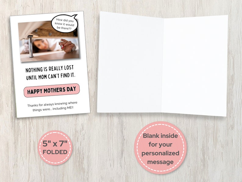 Printable Humorous Mothers Day Card Funny Mothers Day Sentiment Blank ...