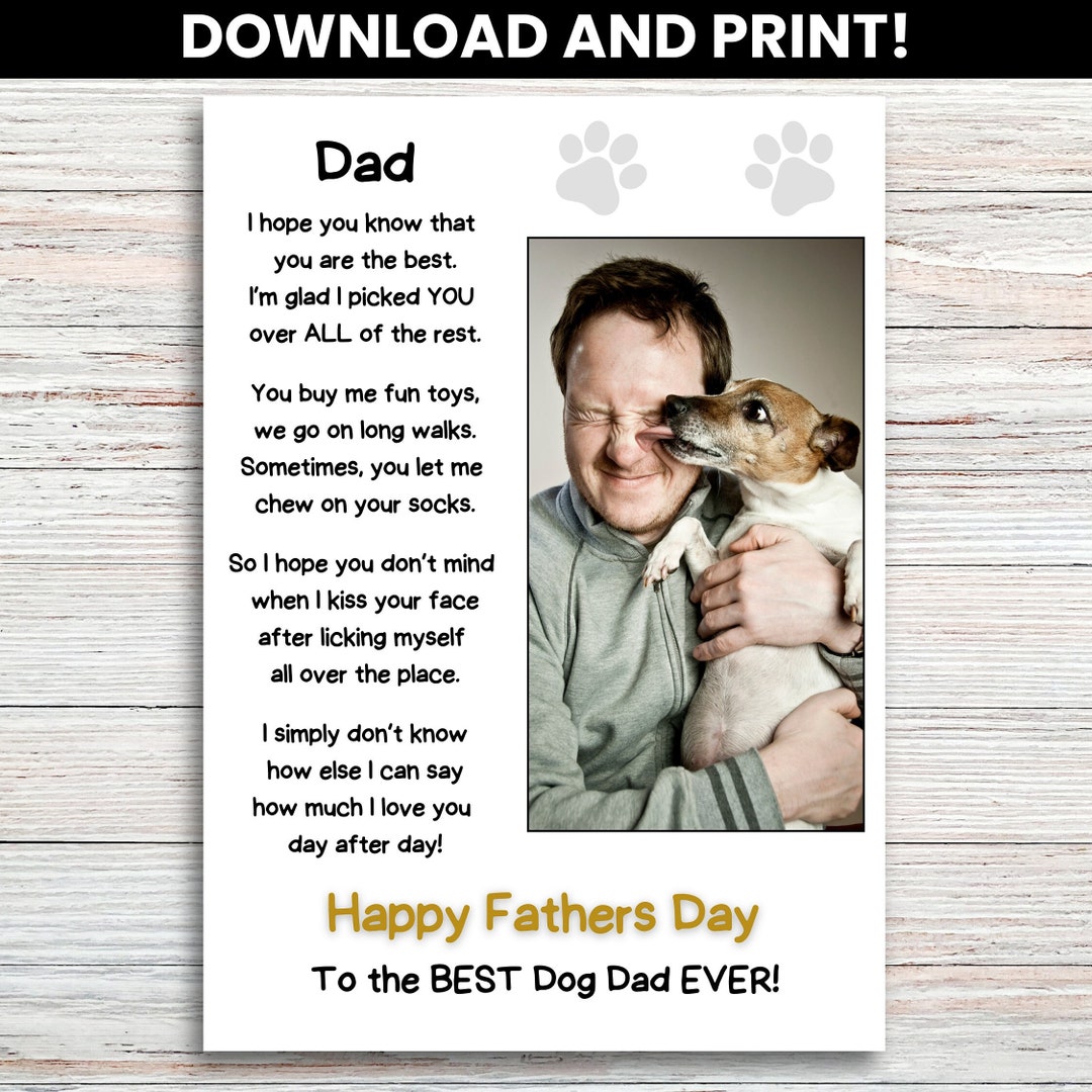 Fathers Day Card From the Dog Printable Card With Cute Message to the ...