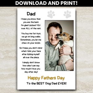Vatertagskarte vom Hund | Druckbare Vatertagskarte | Bester Hundevater aller Zeiten | Hunde Papa Vatertagskarte witzig | sentimentales Geschenk für Papa