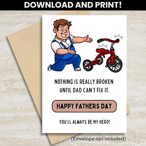 Cartão engraçado para o Dia dos Pais, cartão hilário para imprimir, cartão de super-herói para o Dia dos Pais, presente sentimental de agradecimento ao pai, presente DIY para o Dia dos Pais