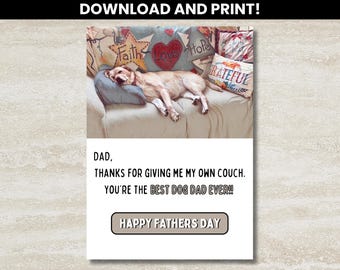 Tarjeta imprimible divertida del Día del Padre de un perro, tarjeta para el Día del Padre para un perro papá, el mejor perro papá de todos los tiempos, regalo DIY para el Día del Padre, regalo para un Labrador papá
