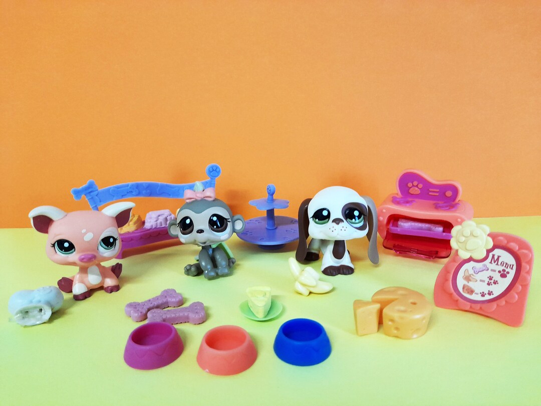 LPS Littlest Pet Shop #1593 #1594 #1595 Basset Hound, Pig, Monkey