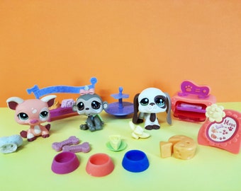 LPS Littlest Pet Shop #1593 #1594 #1595 Basset Hound, Pig, Monkey