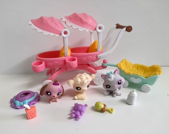 Littlest Pet Shop Animaux les plus mignons Promenade ensoleillée avec bébés Bébé mini LPS vintage Hasbro